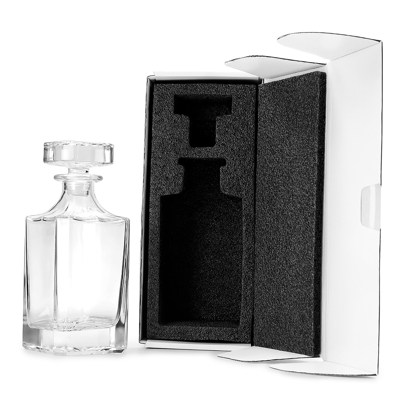 Makerflo Customizable Decanter with Airtight Stopper 25 oz | Liquor Decanter Bottle for Wine, Scotch, Bar, Ideal for DIY Personalization - Laser Engraving, UV DTF, Vinyl, Epoxy, Individually Wrapped